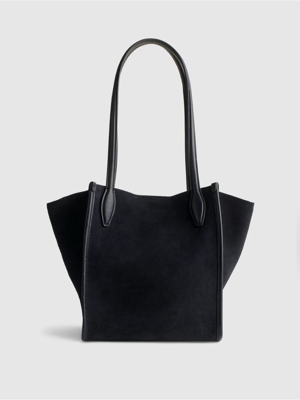 Madewell Navy Suede Small Tote with Leather Trim